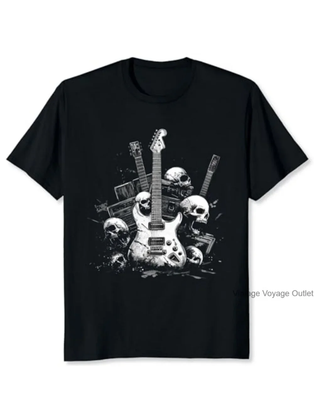Vintage Y2K Rock Band Graphic Tee Skull Punk Men's Cotton T-Shirt